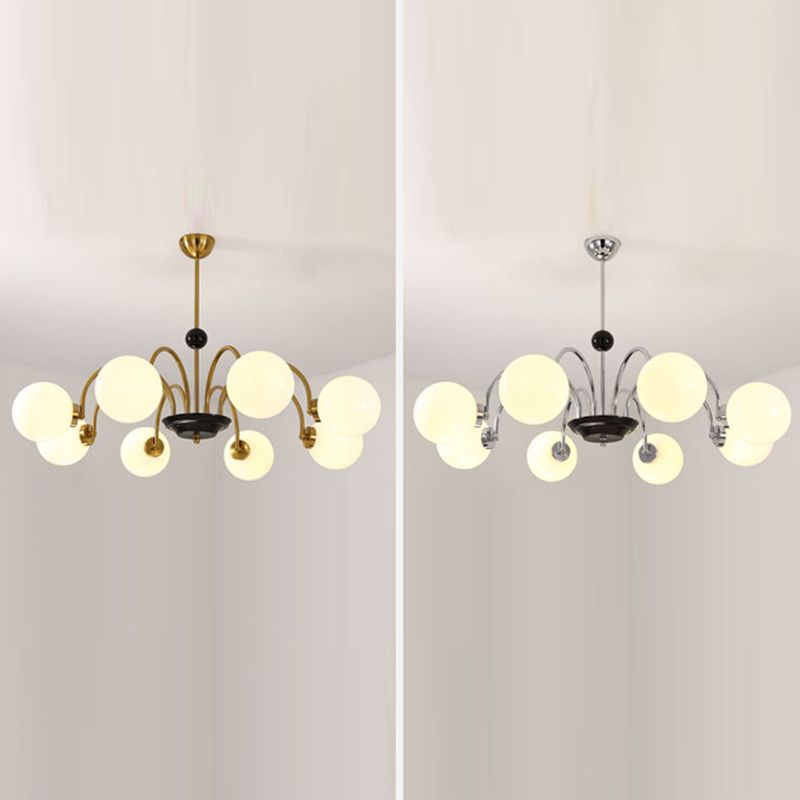 Round Glass Hanging Light Fixture Nordic-Style Chandelier Light Fixture for Dinning Room