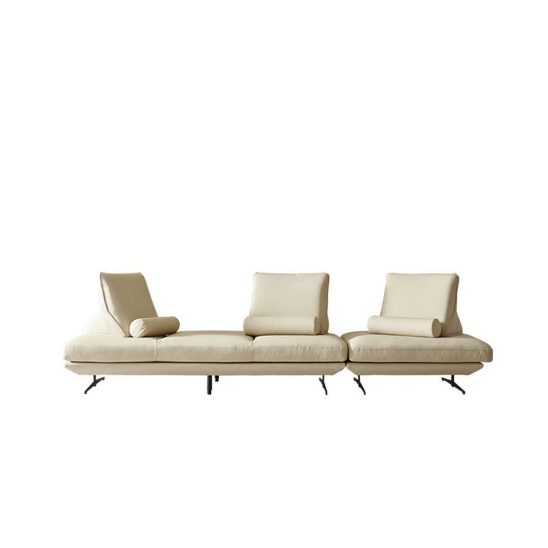 Ultra-Modern Sofa with Bolster Pillows Armless Settee for Bonus Room