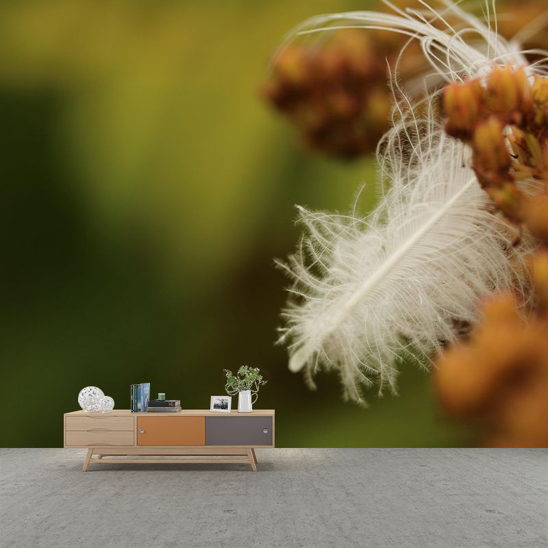 Customized Feather Decorative Murals Sleeping Room Wall Murals