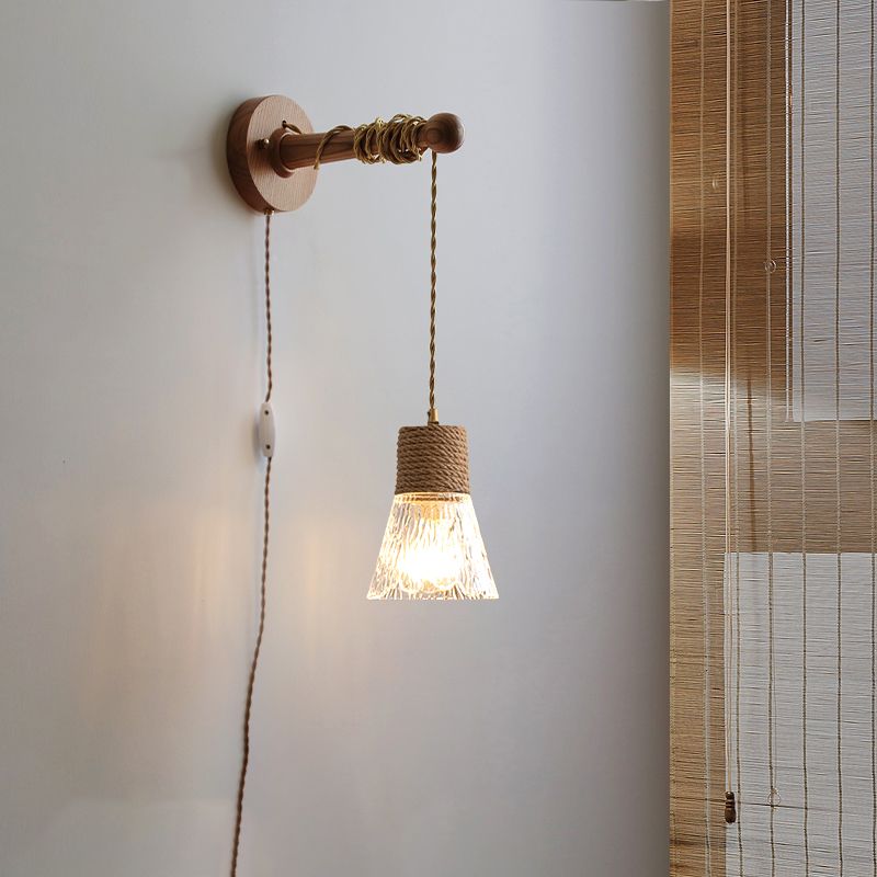 Modern Glass Shade Wall Mounted Sconce 1-Light Wall Lights for Bedroom