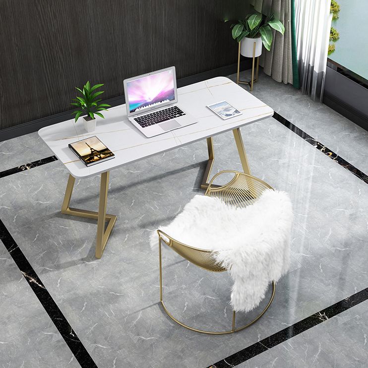 Glam Style Office Desk Artificial Marble Study Room and Office Writing Desk