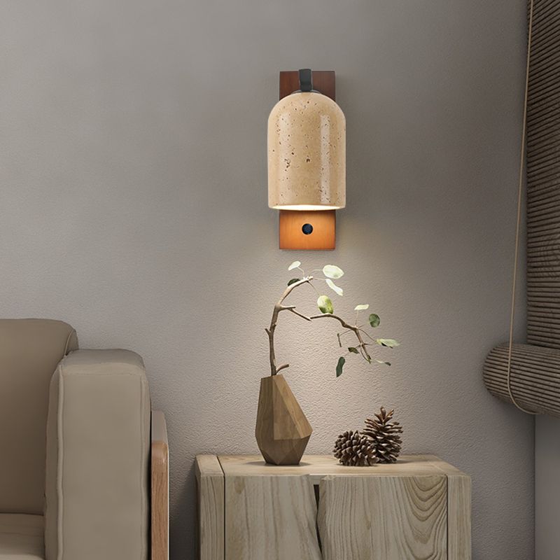 Modern Simple Wooden Wall Light Cylinder Shape Wall Lamp for Living Room
