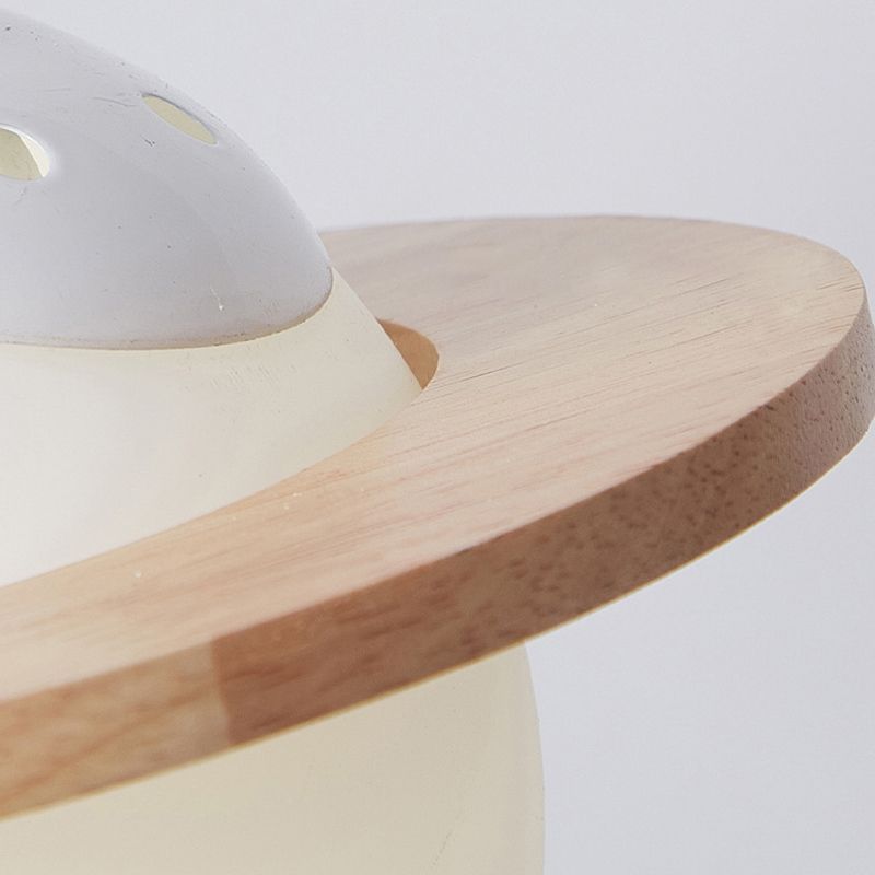 Modern Style Ceiling Light with Moon Design Glass Shape, Wood Accents Cluster Lighting
