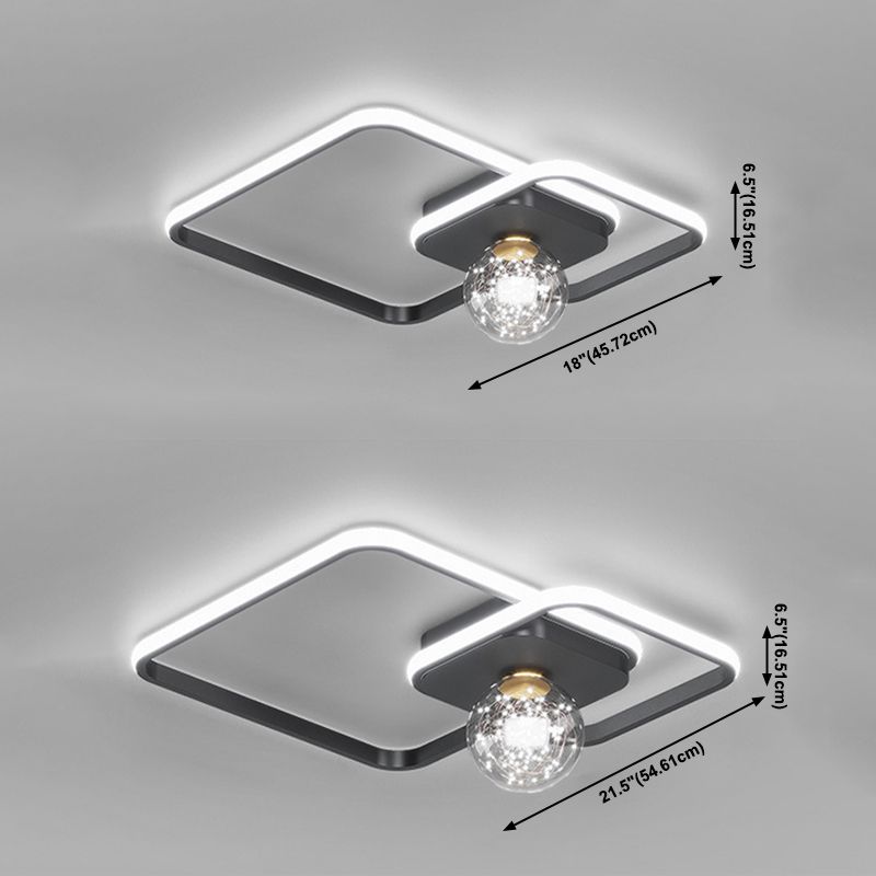 3-Lights Square Shade Flush Mount Modern Style Flush Mount Ceiling Lighting Fixture