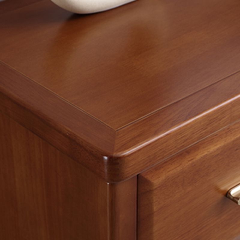 Traditional Rubber Wood Chest Bedroom Horizontal Storage Chest with Drawers