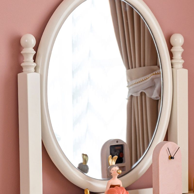 Bright White Ash Vanity Set with Mirror 17.71" Wide Vanity with 2 Drawer