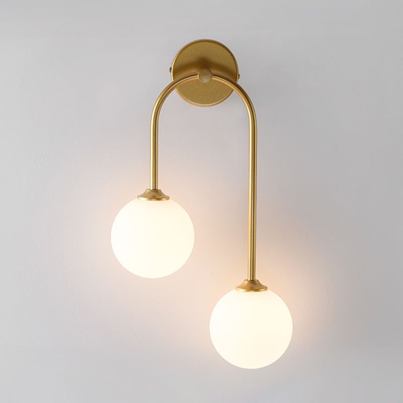 Modern Spherical Sconce Light Fixtures 2 Lights Wall Sconces with Glass Shade