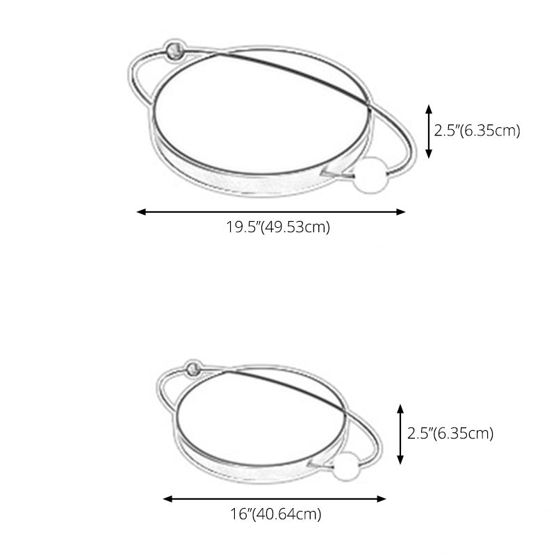 Nordic Metal Flush Mount Light Fixture Saturn Flush Mount Spotlight with White Acrylic Shade for Bedroom