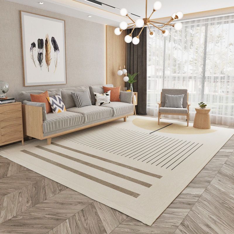 Minimalist Polyester Carpet Color Block Area Rug Non-Slip Backing Carpet for Living Room