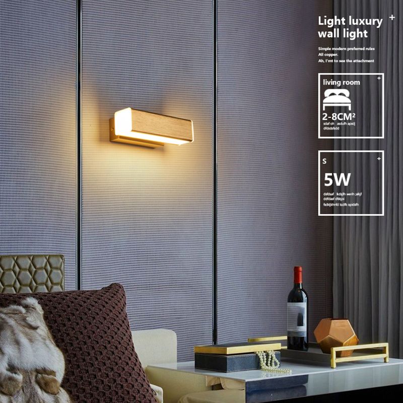 Modern Simple Aluminum Wall Light Rectangle Shape Rotatable Wall Lamp for Bedroom