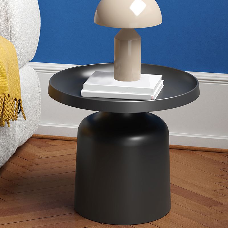 Black/White Metal Coffee Table Round Tray Top Cocktail Table