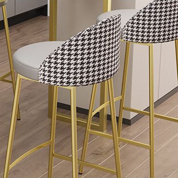 Glam Metal Barstool Faux Leather Cushion in Matte Finish for Indoor