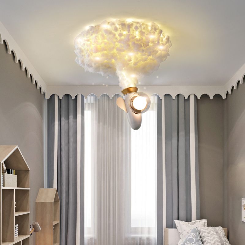 White Metal Cartoon Flush Mount LED Flush Light Fixture for Children's Room