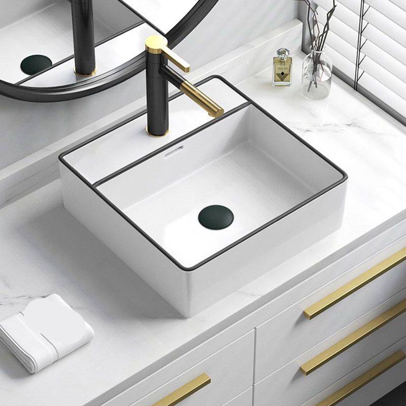Bathroom Ceramic Sink Rectangular Rod Single Handle Faucet Sink