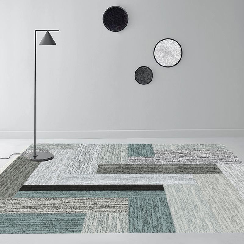 Modern Grey Rug Polyester Geometric Area Rug Washable Rug for Home Decor
