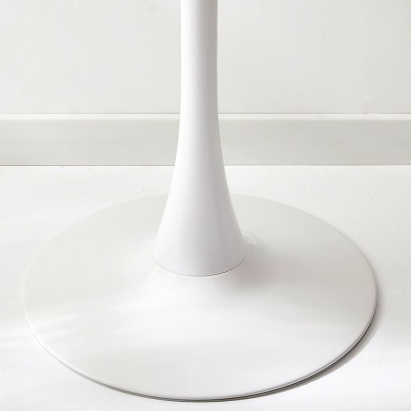 Mesa de comedor redonda moderna de metal, mesa interior con tapa de madera y base de tulipán