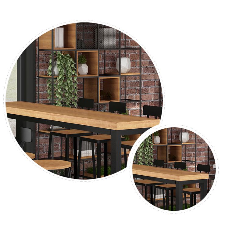 Industrial Rectangular Bar Table Set 1/5 Pieces Wooden Counter Table with High Stools