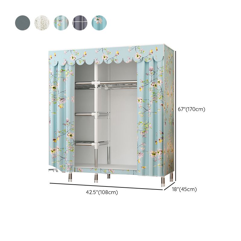 Metal Wardrobe Cabinet Modern Wardrobe Armoire with Shelves and Legs