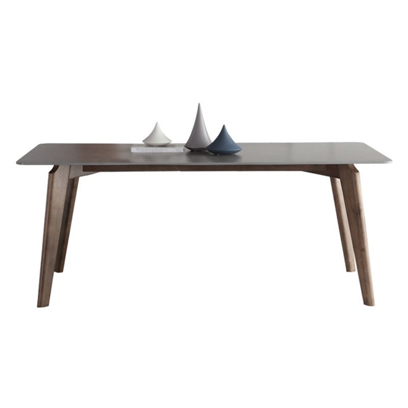 Sintered Stone Top Dining Table Modern Rectangle Table with 4 Ash Wood Legs