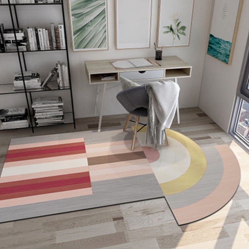 Geometric Shaped Color Block Rug Multi-Color Nordic Carpet Polypropylene Stain Resistant Pet Friendly Non-Slip Rug for Study Room