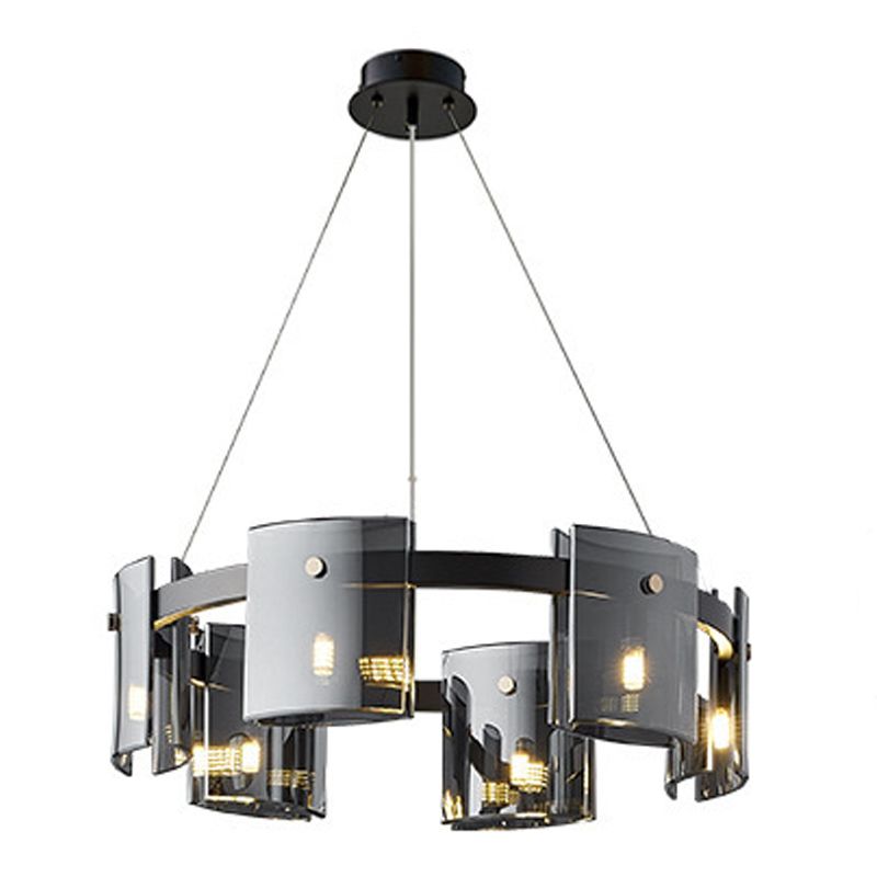 Modern Minimalism Pendant Light Metal Geometric Chandelier with Glass Shade