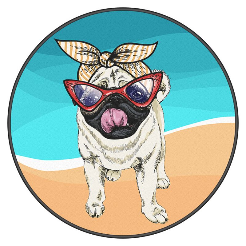 Creative Modern Round Rug Lovely Animal Pattern Carpet Friendly Washable Carpet for Living Room