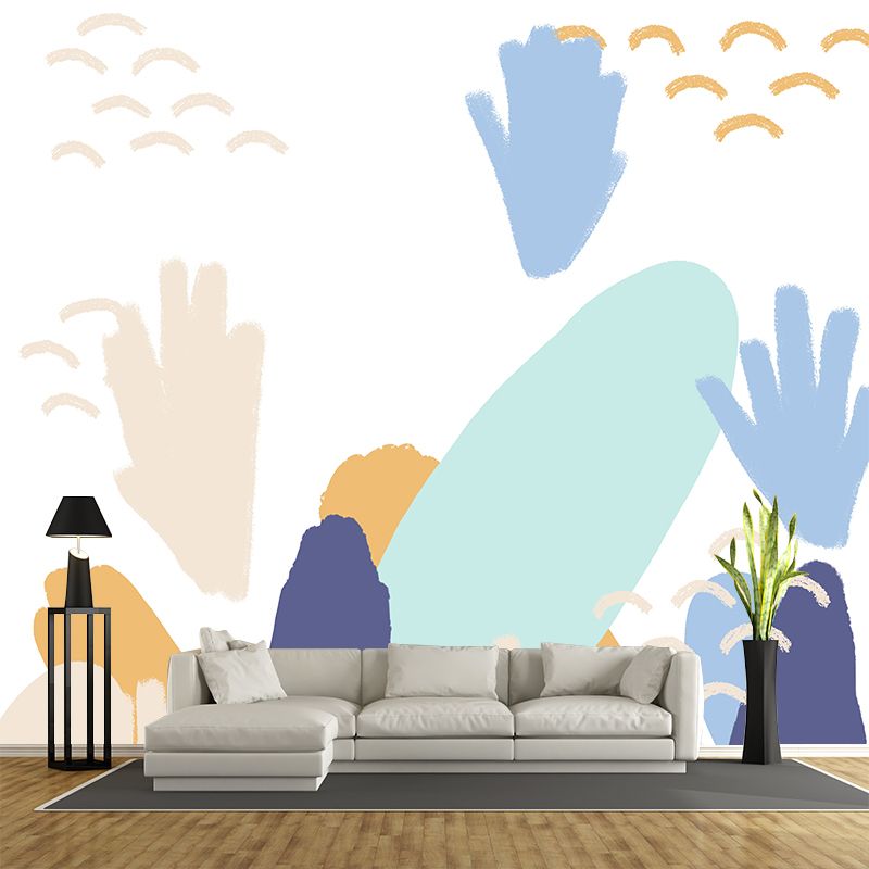 Mountain Landscape Wallpaper Mural Blue Childrens Art Wall Covering for Kids Bedroom