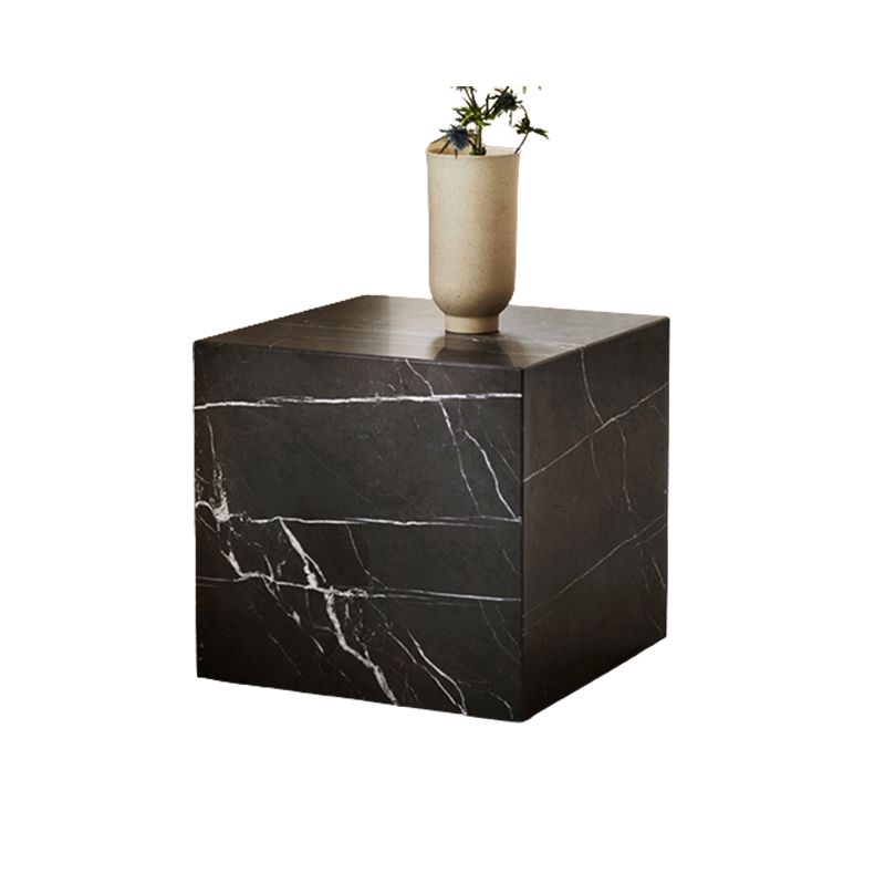 Contemporary Style Side Table Stone Block End Table for Living Room
