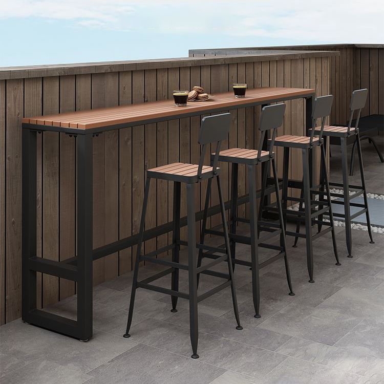 Luxurious Rectangle Wooden Bar Table Set 1/5 Pieces Counter Table with High Stools