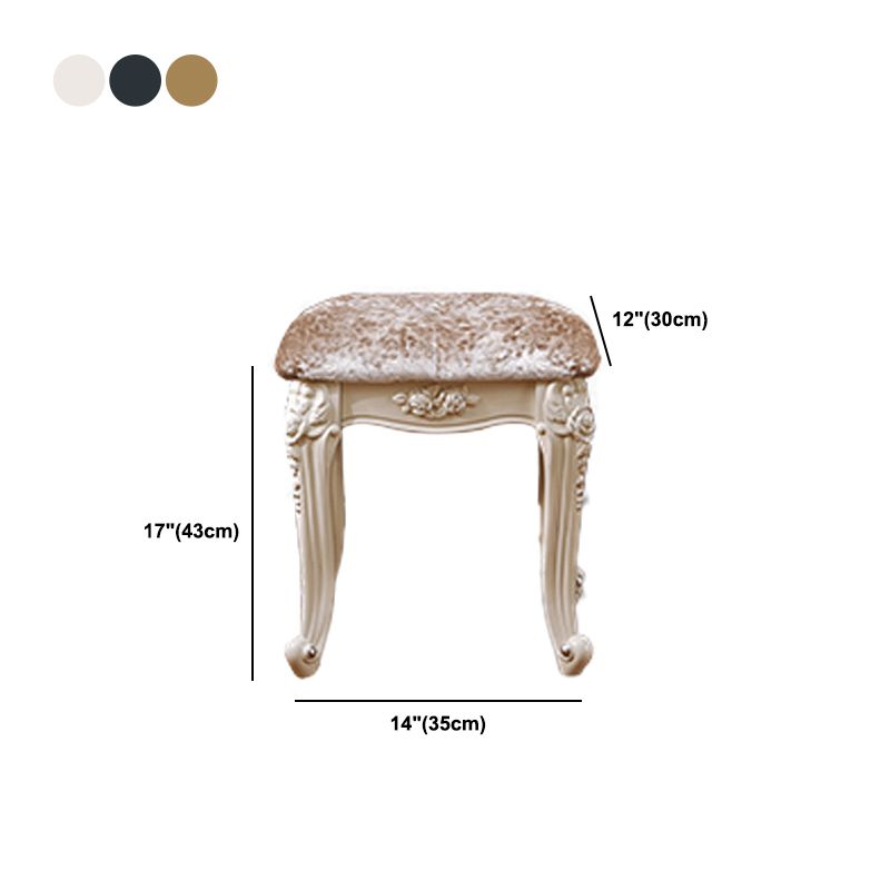 4 Drawers White/Blak/ /Golden MakeupTable Stool Set, 18.89" W x 63.77" H