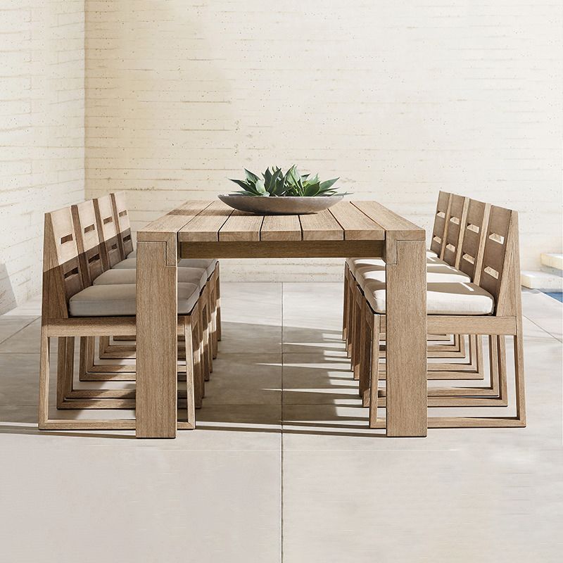 Boho Style 1/9 Pcs Patio Dining Table Set Wood Dining Table Set