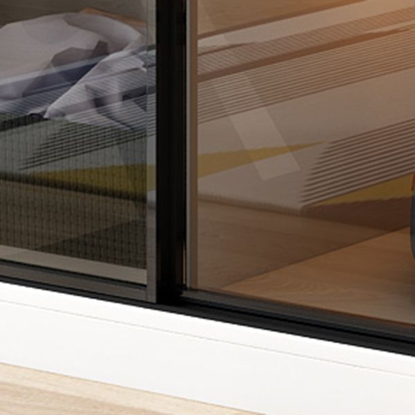 Mirrored Finish Cabinet with Brown Glass Door Modern White Storage Cabinet