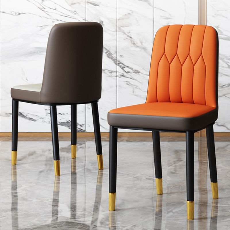 Chaise d'appoint d'intérieur scandinave, chaise de salle à manger rembourrée en métal avec dossier Parsons