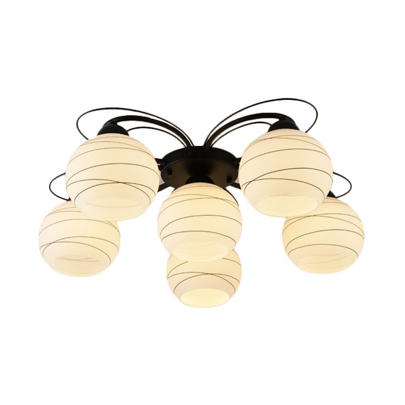 3/6/9 Lights Orb Flush Mount Lamp Traditional White Glass Flush Ceiling Light for Living Room