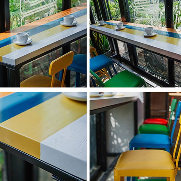 1/5 Pieces Wood Top Bar Table Set Modern Rectangle Pub Table Set