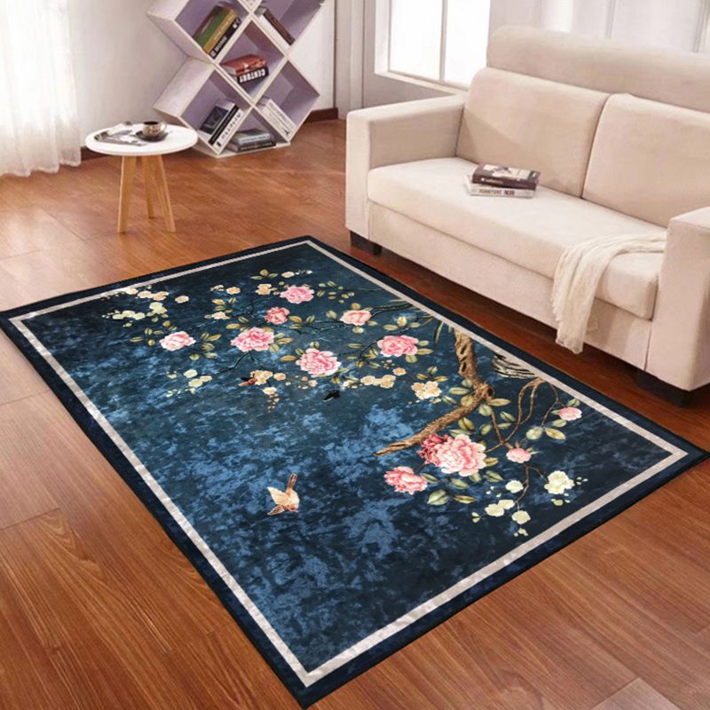 Stijlvol rood gebied Rug bloempatroon polyester gebied tapijt vlekbestendig vloerkleed voor slaapkamer