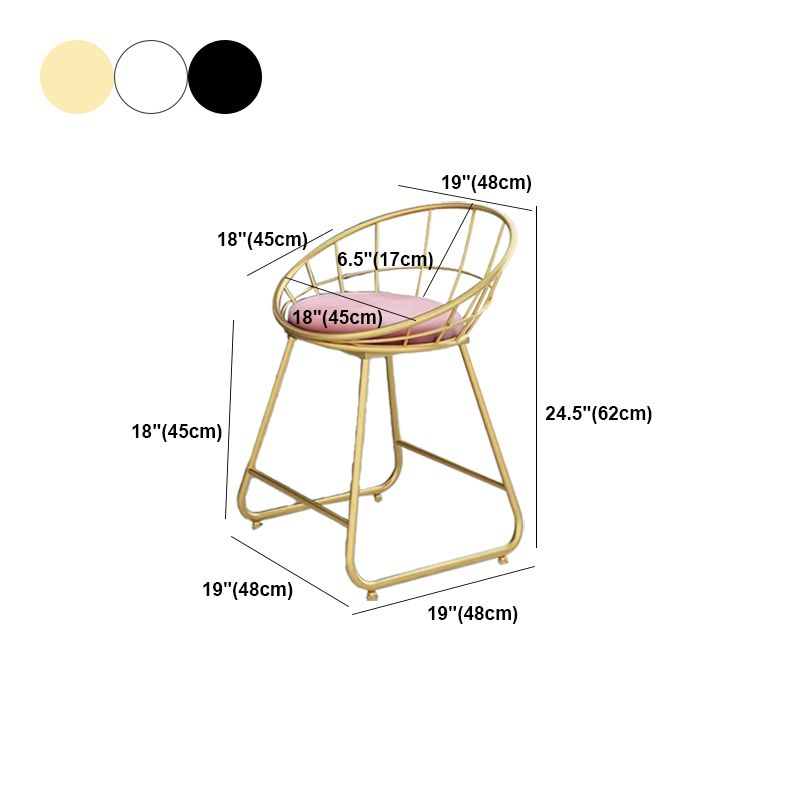 Glam Bucket Upholstered Bar Stools Footrest Low Back Bar and Counter Stool
