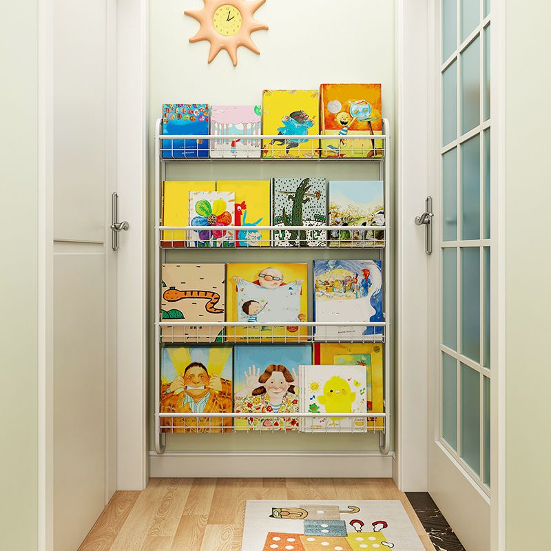 Modern Style Metal Bookshelf Wall Mounted Bookcase for Bedroom