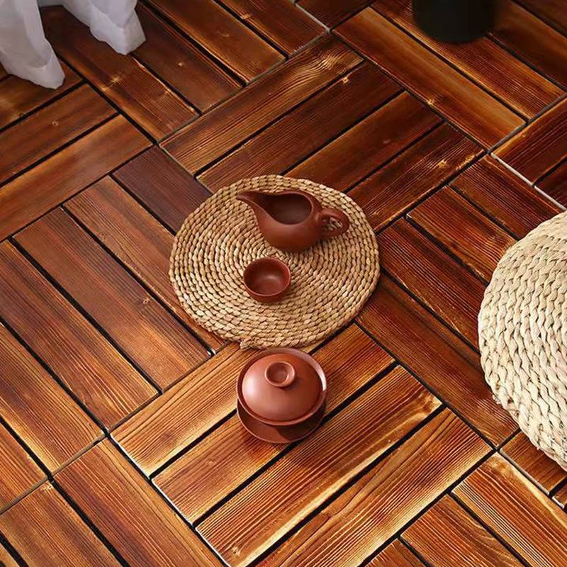 4-Slat Wood Floor Tiles Interlocking Installation Floor Board Tiles