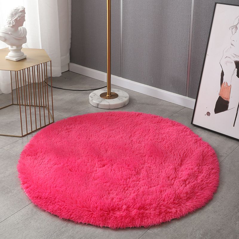 Plush Round Rug Area Rug Polyster Non-Slip Backing Washable Carpet for Bedroom