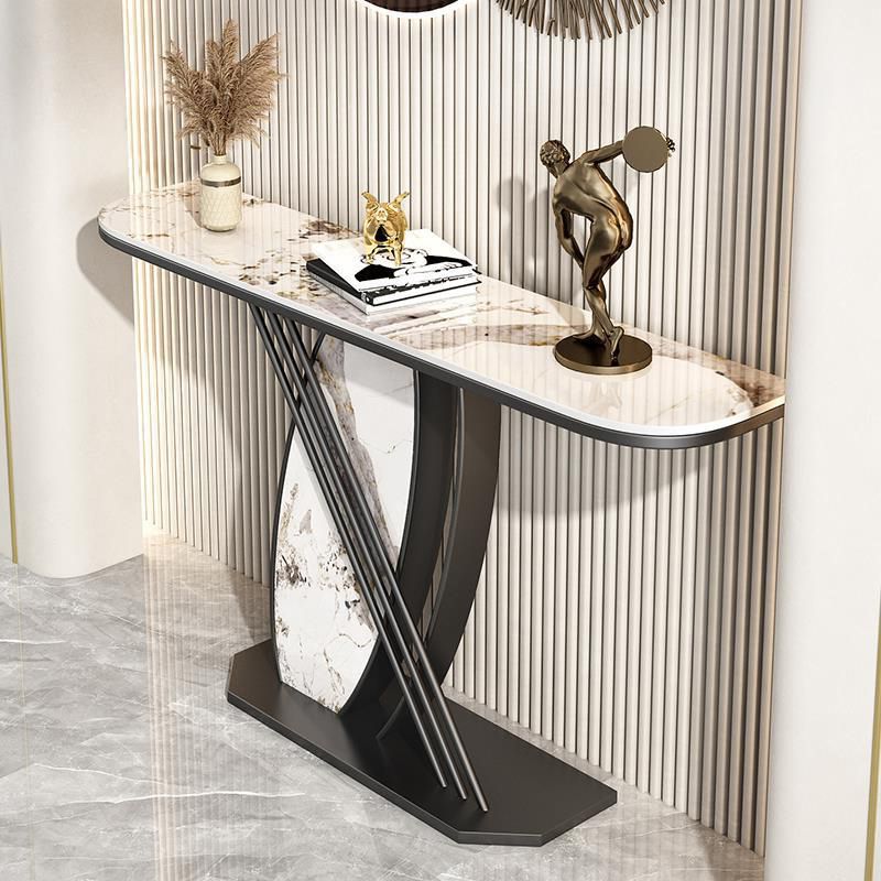 Contemporary Half Moon Console Accent Table Antique Finish Sofa Console Table