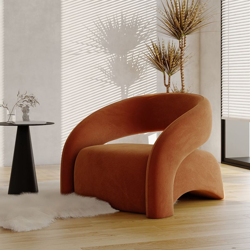 Mid-Century Modern Arm Chair with Tight Back in Wool/Velvet for Living Room