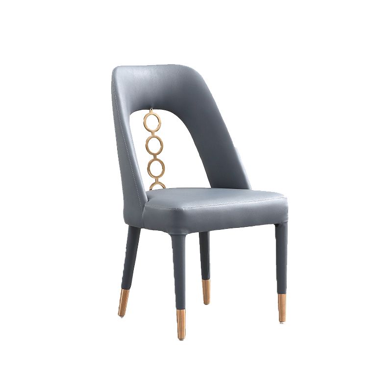 Faux Leather Home Dining Chair Open Back Dining Side Chair in Gray