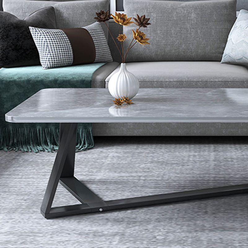 17.72" Tall Glam Style Coffee Cocktail Table Slate Rectangular Coffee Table