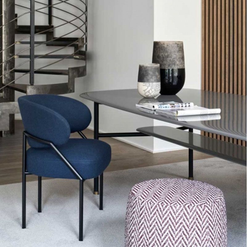 Metal Kitchen and Dining Room Chair Open Back Dining Side Chair in Black