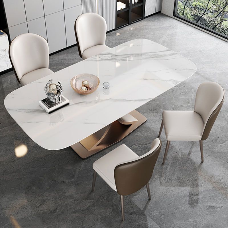Modern Dining Table Set 1/2/5 Pcs Stone Dining Table with Armless Chairs