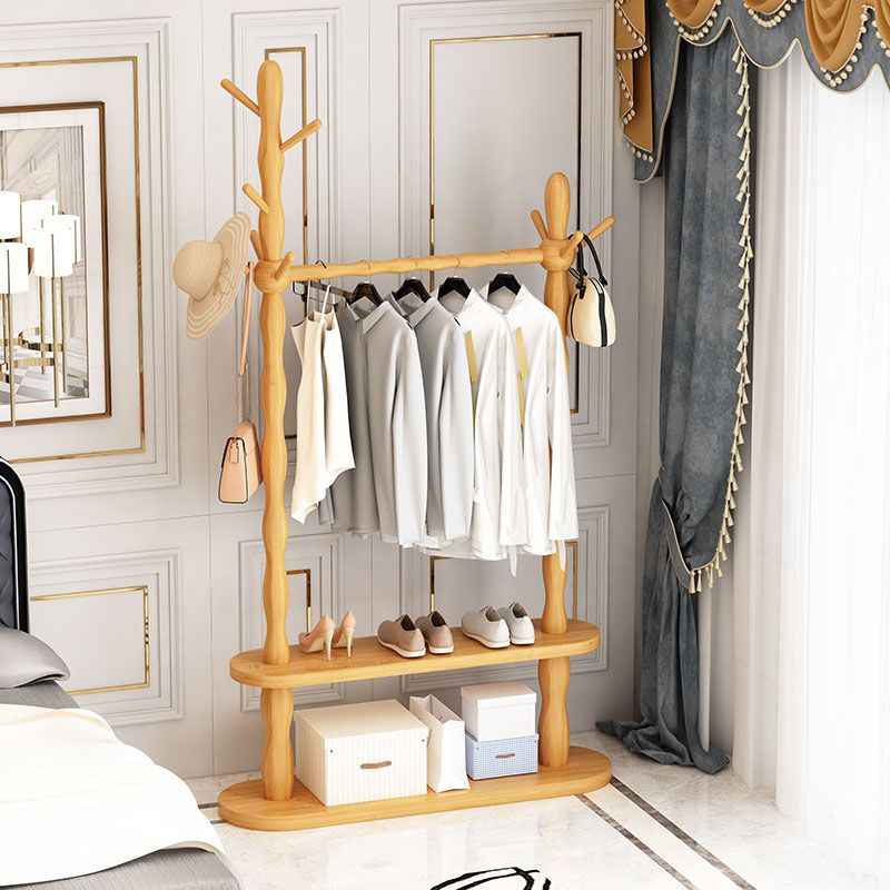 Contemporary Style Open Armoire Pine Wood Armoire with Clothing Rod