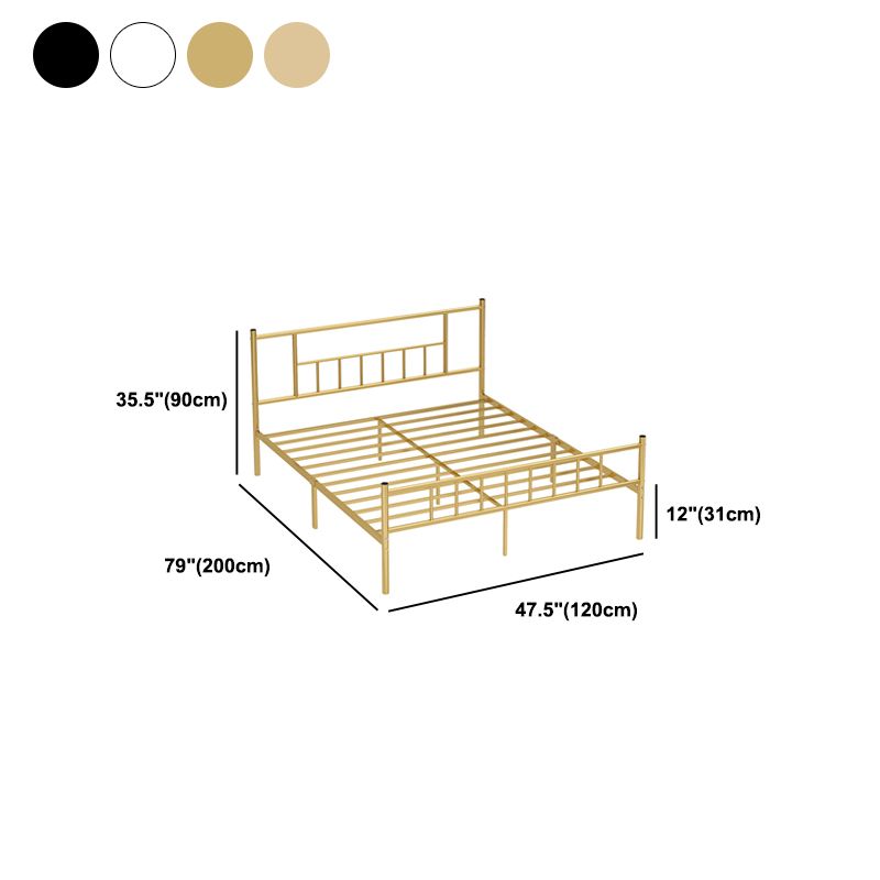 Iron Bde with Rectangular Headboard and Metal Legs in Solid Color