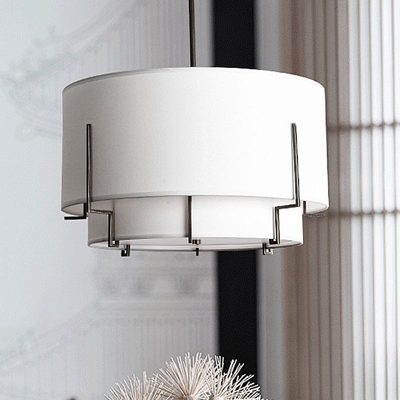 4-Light Modern Shaded Drum Chandelier Textile Ceiling Light