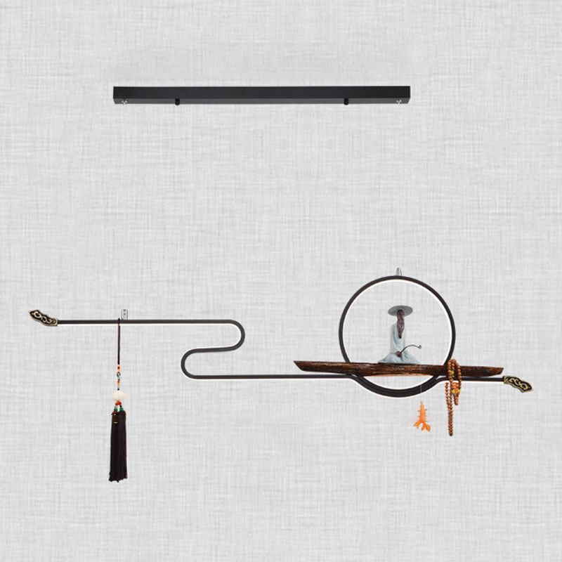 Modern LED Island Lighting Linear Resin Chandelier Light Fixture for Tea Room